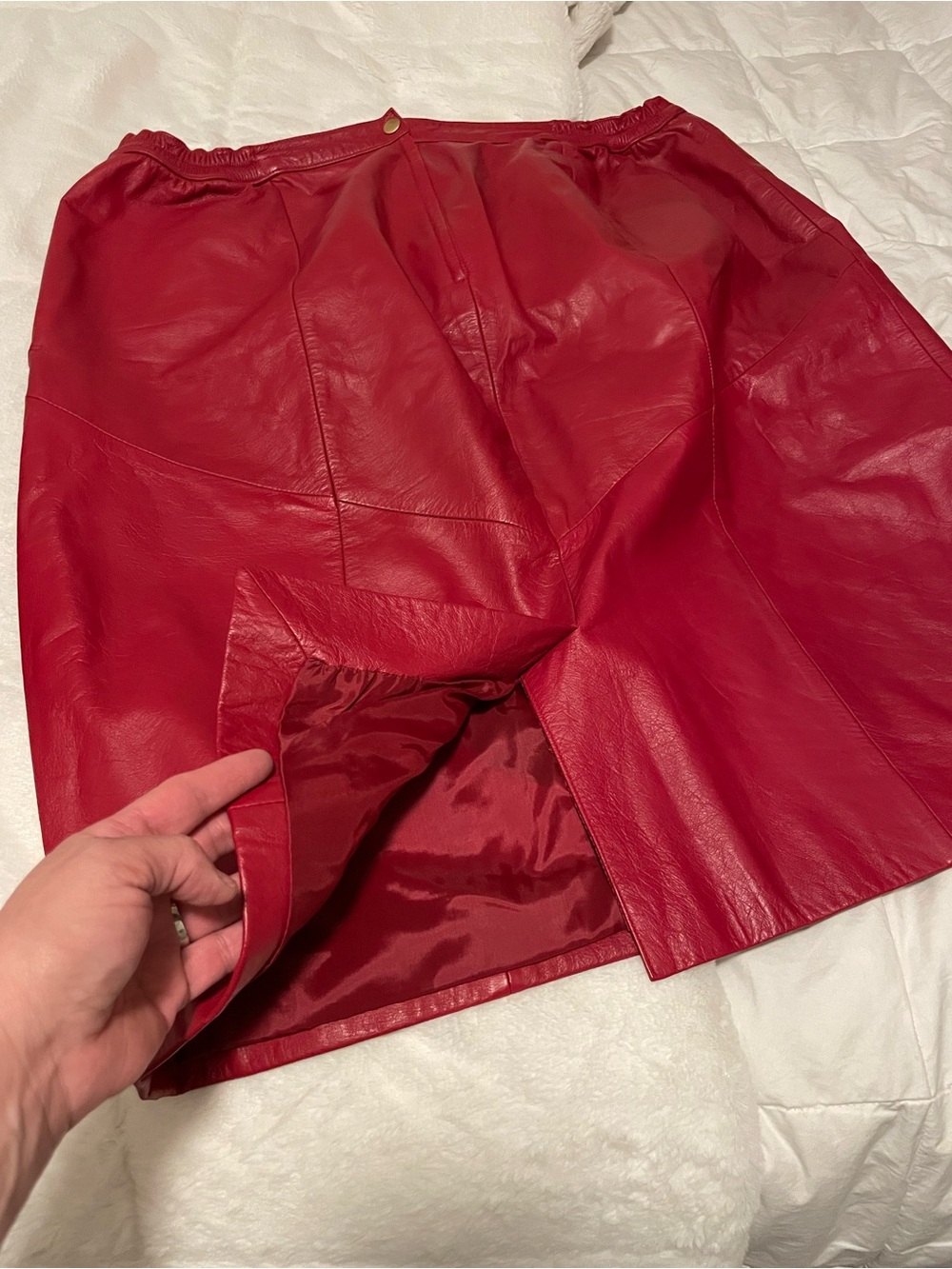 Vintage Red Leather Pencil Skirt